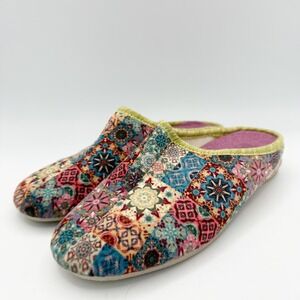 Sundance Fondo Gomma Floral Patchwork Italian Slippers Cozy Women's‎ Size 36
